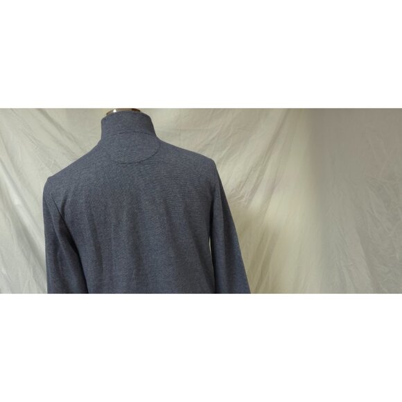 Chaps Mens Medium Blue White Stripes Quarter Zip Pullover Long Sleeve Shirt - Picture 8 of 12